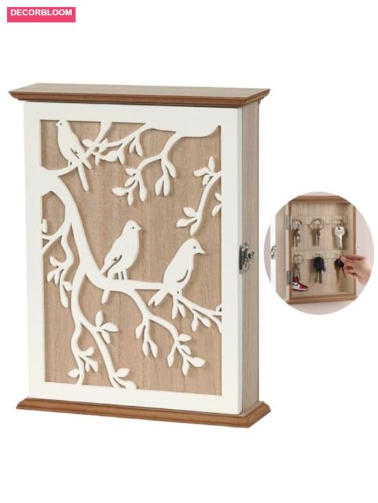Other - Wood Wall Mounted Key Holder with 6 Hooks Rustic Organizer Entryway